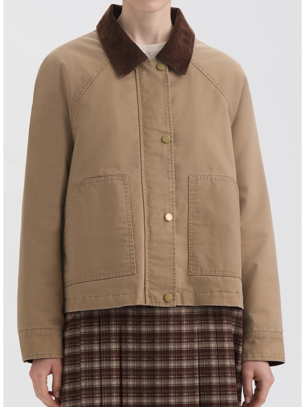 HUNTER NWT Corduroy Collar Barn Jacket, Raglan Sleeve, Khaki Beige, $150 RETAIL